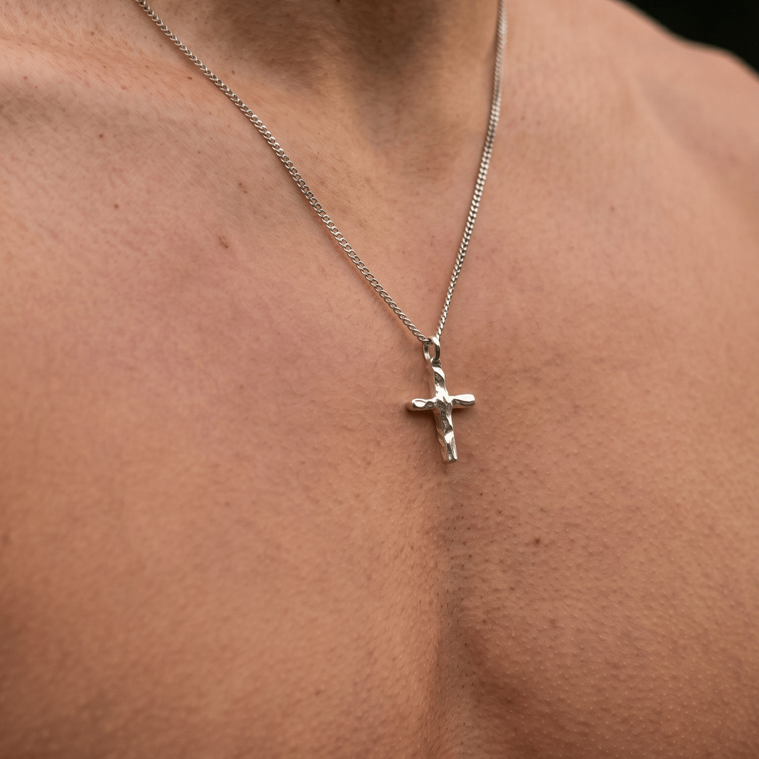 HAMMERED CROSS NECKLACE